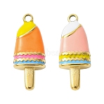 2Pcs 2 Colors 304 Stainless Steel Pendants, with Enamel, Popsicle Charm, Real 18K Gold Plated, Ion Plating(IP), Mixed Color, 18x7x4mm, Hole: 1.6mm, 1pc/color(STAS-CJ0003-50)