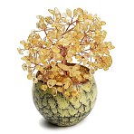 Heated Natural Citrine Chips Tree of Life Display Decorations, with Porcelain Pot and Copper Wire, Feng Shui Energy Stone Gift for Home Office Desktop Decoration, 85~103x75.5x134~138mm(GG-CBACC2B-02A)