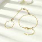 Brass Micro Pave Cubic Zirconia Mittens Bracelets, Cable Chain Bracelets for Women, Teardrop, Long-Lasting Plated, Rack Plating, Cadmium Free & Lead Free, Real 18K Gold Plated, 5.91 inch(15cm)(BJEW-C156-01G-03)