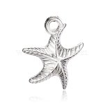 CCB Plastic Pendants, Starfish/Sea Stars, Platinum, 17x15x5mm, Hole: 2mm(CCB-F004-27P)
