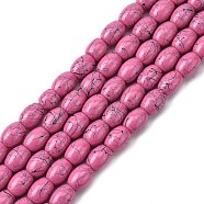 Baking Painted Drawbench Glass Bead Strands, Oval, Camellia, 8x6~6.5mm, Hole: 1mm, about 100pcs/strand, 31.4 inch(GLAD-S080-6x8-B73)
