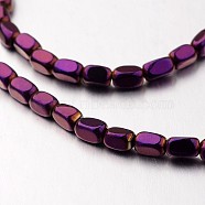 Electroplate Non-magnetic Synthetic Hematite Bead Strands, Cuboid, Purple Plated, 4x3x3mm, Hole: 1mm, about 90pcs/strand, 15.7 inch(G-F300-40B-04)