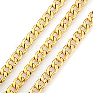 304 Stainless Steel Cuban Link Chains, Chunky Curb Chains, Unwelded, with Spool, Golden, 10x7mm, about 32.8 Feet(10m)/roll(CHS-E013-17C-G)
