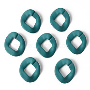 Rubberized Style Acrylic Linking Rings, Quick Link Connectors, For Curb Chains Making, Oval, Teal, 38.5x32x4mm, Inner Diameter: 21x18mm(OACR-N011-006B)