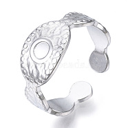 304 Stainless Steel Evil Eye Open Cuff Ring for Women, Stainless Steel Color, US Size 7 1/4(17.5mm)(RJEW-N040-27)