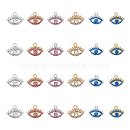 48Pcs 6 Colors Alloy Rhinestone Pendants, Eye, Platinum & Golden, 13.5x17.5x3.5mm, Hole: 1.8mm, 8pcs/color(FIND-FH0007-39)