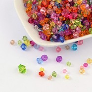 Transparent Acrylic Beads, Dyed, Faceted, Bicone, Mixed Color, 4~8mm, Hole: 1~1.5mm(DBB4-8mm-M)