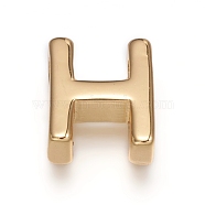 Brass Charms, Long-Lasting Plated, Real 18K Gold Plated, Letter.H, H: 8.5x7x3mm, Hole: 1.5mm(ZIRC-I037-01H-G)