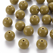 Opaque Acrylic Beads, Round, Dark Goldenrod, 16x15mm, Hole: 2.8mm, about 220pcs/500g(MACR-S370-C16mm-29)