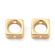 Brass Bead Frame, Square, Real 18K Gold Plated, 5x5x2mm, Hole: 1mm(KK-G516-16G)