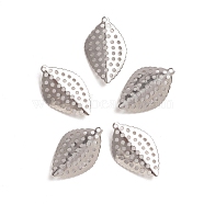 304 Stainless Steel Pendants, Leaf, Stainless Steel Color, 18x11x0.4~2mm, Hole: 0.9mm(STAS-D174-06P)