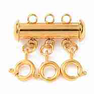 304 Stainless Steel Slide Lock Clasps, Peyote Clasps, with Spring Clasps and Loops, Tube, for Jewelry Making, Golden, 21x20x7mm, Hole: 1.5mm(FIND-WH0034-80G-02)