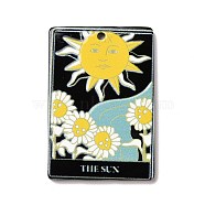 Printed Acrylic Pendants, Rectangle with Tarot Pattern, The Sun XIX, 39.5x27x2mm, Hole: 1.8mm(OACR-D008-04A)