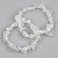 Natural Quartz Crystal & Glass Beaded Stretch Bracelets, Chip, Inner Diameter: 1-3/4~2 inch(4.5~5cm)(BJEW-S143-57)