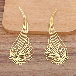 Alloy Big Pendants, Hollow Out Wing Charms, Golden, 30x78mm(OHAR-PW0006-04B)