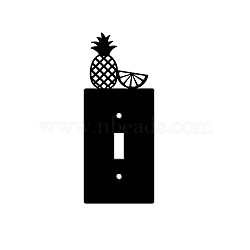 Iron Light Switch Plate Outlet Cover, Metal Switch Plates Decoration, with Screws, Rectangle with Pineapple, Black, 169x69mm(AJEW-WH0197-026)