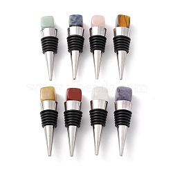 Natural Gemstone Bottle Stoppers, with Alloy & Silicone Findings, Cone, 77~78x20mm(G-D479-02P-01)