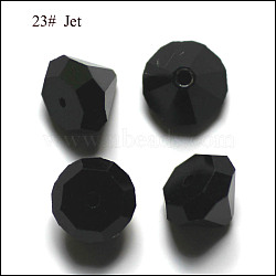 Imitation Austrian Crystal Beads, Grade AAA, Faceted, Diamond, Black, 6x4mm, Hole: 0.7~0.9mm(SWAR-F075-6mm-23)