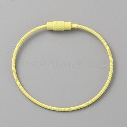 Baking Paint Stainless Steel Cable Wire Keychain, with Screw Clasps, Champagne Yellow, 15.2x0.15cm(AJEW-WH0413-15O)