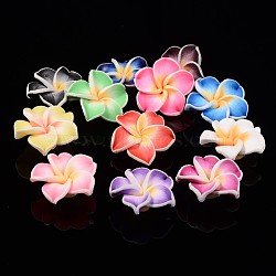 Handmade Polymer Clay 3D Flower Plumeria Beads, Mixed Color, 15x8mm, Hole: 2mm(X-CLAY-Q192-15mm-M)