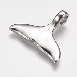 Tarnish Resistant 304 Stainless Steel Pendants, Whale Tail Shape, Stainless Steel Color, 30x25x8mm, Hole: 5mm(STAS-K171-17P)