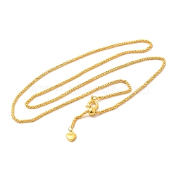 1.5mm Rack Plating Brass Wheat Chain Adjustable Slider Necklaces for Women Men, Cadmium Free & Lead Free, 901 Stainless Steel Clasp, Long-Lasting Plated, Real 18K Gold Plated, 19.29 inch(49cm)(MAK-L044-07G)