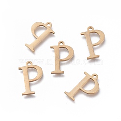 304 Stainless Steel Charms, Greek Alphabet, Golden, Letter.R, 14x9x1mm, Hole: 1.2mm(STAS-K215-18G)