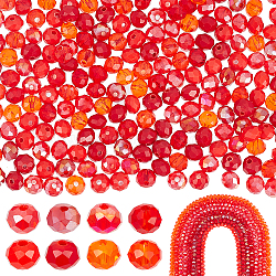 PandaHall Elite 8 Strands 8 Style Glass Beads Strands, Opaque & Electroplate AB Color Plated, Faceted, Rondelle, for Valentine's Day, Red, 6x5mm, Hole: 1mm, 1 strand/style, 85~90Pcs/strand, 16.1~17.5 inch(41~43.75cm)(EGLA-PH0001-36)