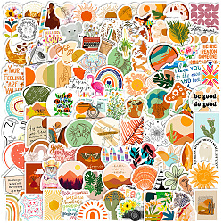 100Pcs Boho Style PVC Self-Adhesive Stickers, Waterproof Decals for Suitcase, Skateboard, Refrigerator, Helmet, Mobile Phone Shell, Colorful, 12~45mm(X-PW-WG40245-01)