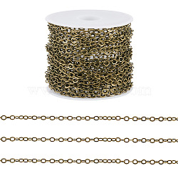 5M Brass Flat Oval Cable Chains, Unwelded, with Spool, Cadmium Free & Nickel Free & Lead Free, Antique Bronze, 3.5x3x0.5mm(CHC-TADJ0001-02AB)