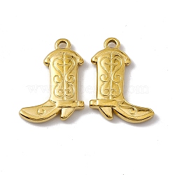 Vacuum Plating 304 Stainless Steel Pendants, Boot Charms, Golden, 26x19x3mm, Hole: 2mm(STAS-G278-40G)