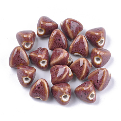 Handmade Porcelain Beads, Fancy Antique Glazed Porcelain, Zongzi, Indian Red, 15x14x14mm, Hole: 3mm(PORC-S498-01M)