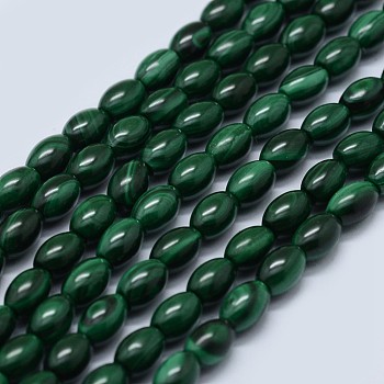 Natural Malachite Beads Strands, Oval, 6x4mm, Hole: 0.8mm, about 64pcs/strand, 15.7 inch(40cm)