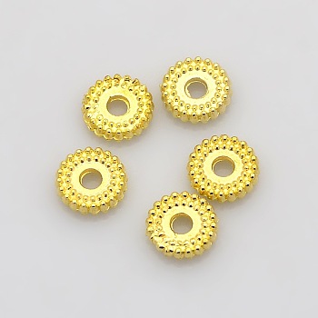 Disc Plating Zinc Alloy Spacer Beads, Golden, 7x2mm, Hole: 1.5mm
