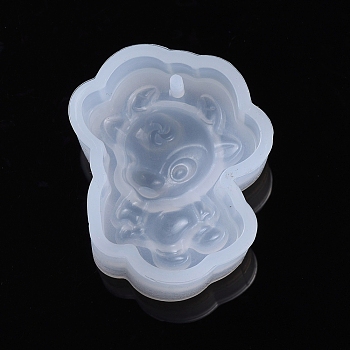 Chinese Zodiac Pendant Silicone Molds, Resin Casting Molds, For UV Resin, Epoxy Resin Jewelry Making, Cattle, 29x24x11mm, Inner Size: 26x21mm