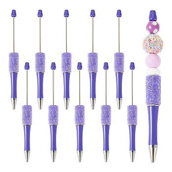 Plastic Beadable Pens, Shaft Black Ink Ballpoint Pen, for DIY Pen Decoration, Dark Orchid, 146x14.5mm, Pin: 1.8mm