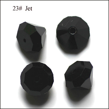 Imitation Austrian Crystal Beads, Grade AAA, Faceted, Diamond, Black, 6x4mm, Hole: 0.7~0.9mm
