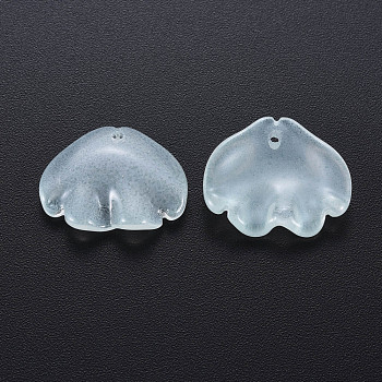 Transparent Baking Painted Imitation Jade Glass Pendants, Shell, Azure, 15x18x4mm, Hole: 1.2mm