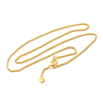 1.5mm Rack Plating Brass Wheat Chain Adjustable Slider Necklaces for Women Men, Cadmium Free & Lead Free, 901 Stainless Steel Clasp, Long-Lasting Plated, Real 18K Gold Plated, 19.29 inch(49cm)