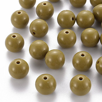 Opaque Acrylic Beads, Round, Dark Goldenrod, 16x15mm, Hole: 2.8mm, about 220pcs/500g