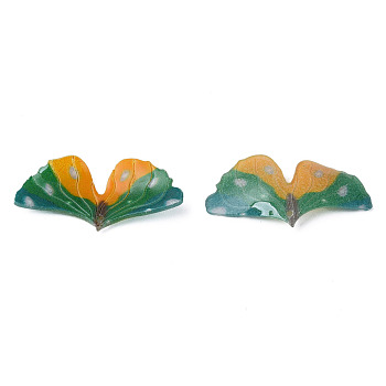 Plastic Pendants, Leaf, Green, 16x30.5x3.5mm, Hole: 0.9mm