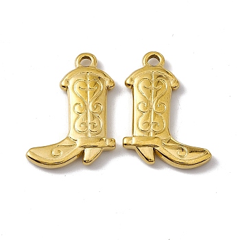 Vacuum Plating 304 Stainless Steel Pendants, Boot Charms, Golden, 26x19x3mm, Hole: 2mm
