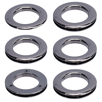 4Pcs Alloy Eyelet Grommets for Bag, Screw-in Style, Round Ring, Bag Loop Handle Connector Rings, Purse Accessories, Gunmetal, 4.1x0.55cm, Inner Diameter: 2.55cm