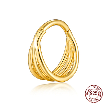 925 Sterling Silver Triple Rings Hoop Earrings for Women, Golden, 5mm