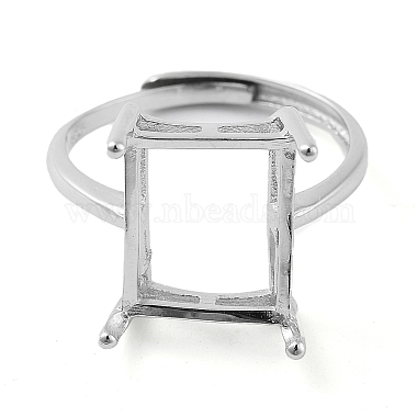 componentes del anillo de plata de ley 925 ajustables con rectángulo(STER-G042-11P)-2