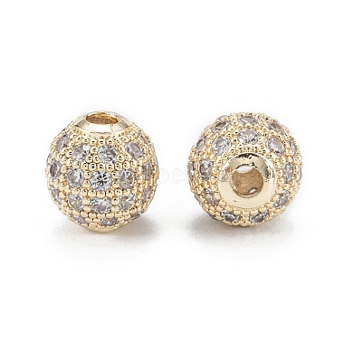 Brass Micro Pave Clear Cubic Zirconia Beads(ZIRC-D274-02G-02)-2