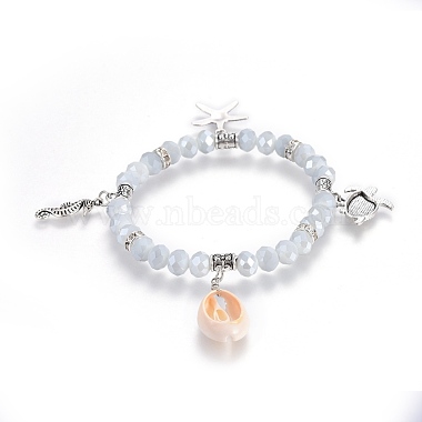 Bracelets stretch pendentif coquille cauris(BJEW-JB04057)-4