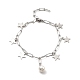 CCB Pearl & 304 Stainless Steel Charm Bracelet with Paperclip Chains for Women(BJEW-C025-05P)-2