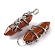 Natural Red Jasper Double Terminal Pointed Pendants(G-C144-03P-03)-2