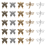100Pcs 5 Styles Tibetan Style Pendants, Cadmium Free & Lead Free, Dragonfly, Mixed Color, 20pcs/style(TIBEP-AR0001-04)